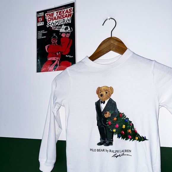 Christmas Polo Bear By Ralph Lauren Kids L/S - Picture 2 of 5